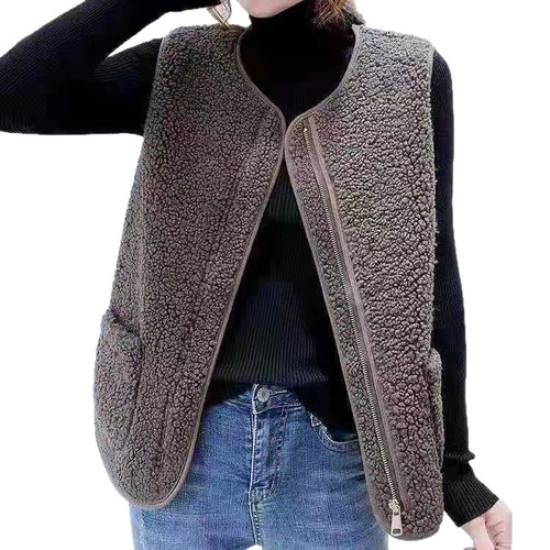 Lambskin Autumn/Winter Outerwear Women's Stylish Vests New Korean Style Loose Cardigan Blouse Jacket