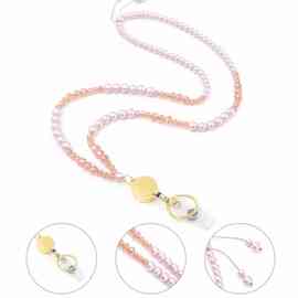 珍珠串珠项链lanyard necklace手机钥匙工作牌易拉扣系索项链