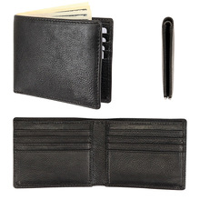 跨境手工钱夹头层牛皮男皮夹美金夹定制防盗刷多卡位真皮男士钱包