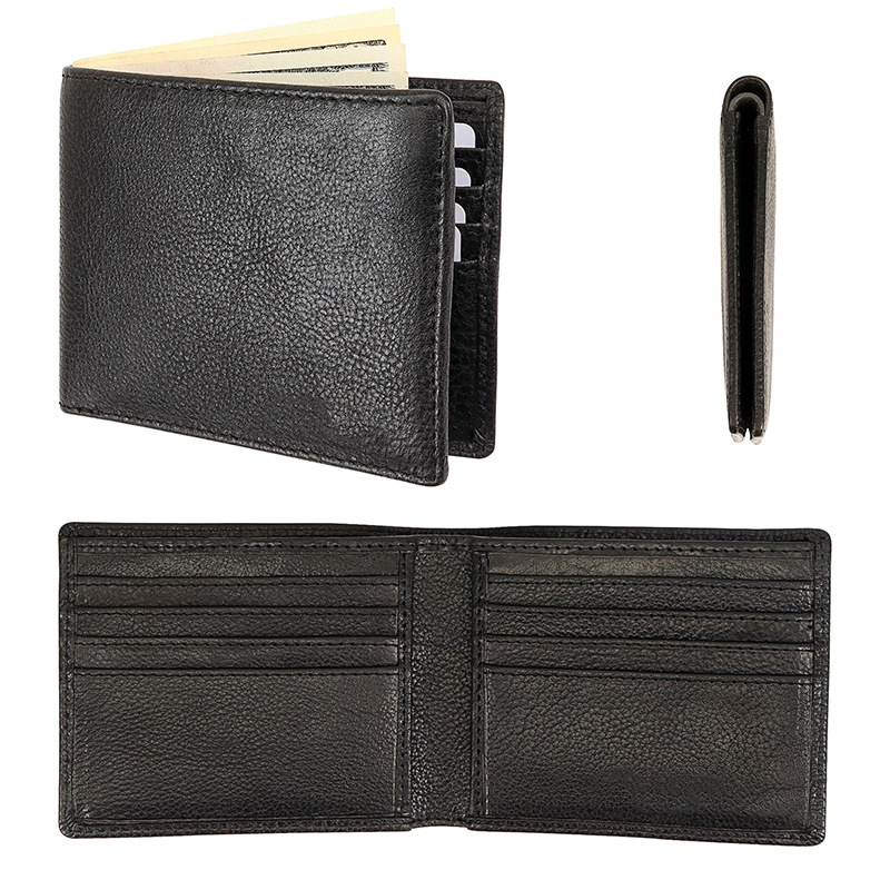 跨境手工钱夹头层牛皮男皮夹美金夹定制防盗刷多卡位真皮男士钱包