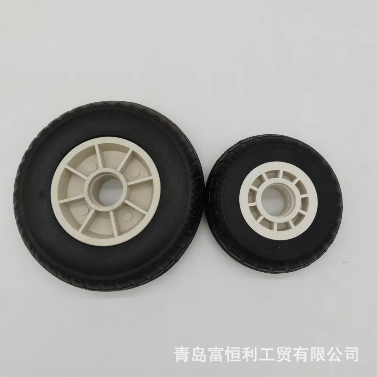 6寸重型实心橡胶轮pp塑料轮辐8寸胶粉轮手推车轮胎实心免充气