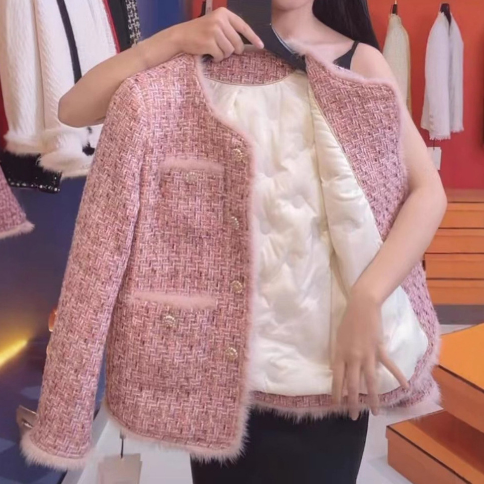 Tweed Style Thick Tweed Jacket for Women in Autumn and Winter 2025 New Fashionable and Stylish Thickeneded Warm and Slim Cotton Clothes