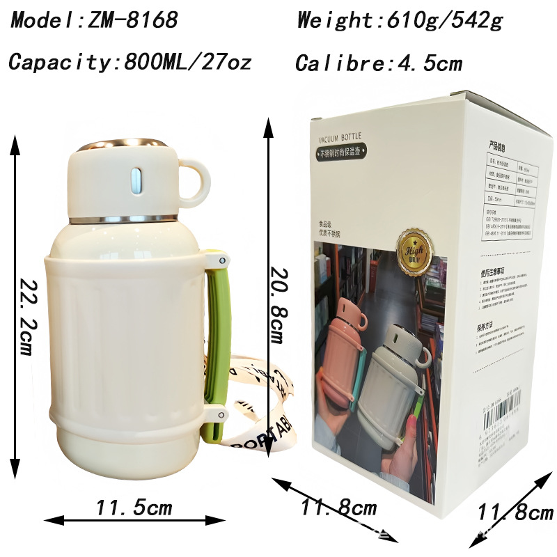 Gran capacidad de acero inoxidable 316 separación de agua de té vacío taza de aislamiento térmico conveniente portátil botella de agua de correa universal