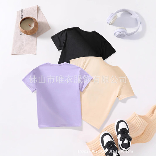 SHEIN cross-border exclusive summer thin girls' European and American style loose-fit t-shirt children's cartoon African girl portrait short-sleeved