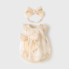 赤ちゃんの服の夏服の薄い新生児のお尻の服の女性の赤ちゃんのワンピースの服の王女の満月の百日の服の夏