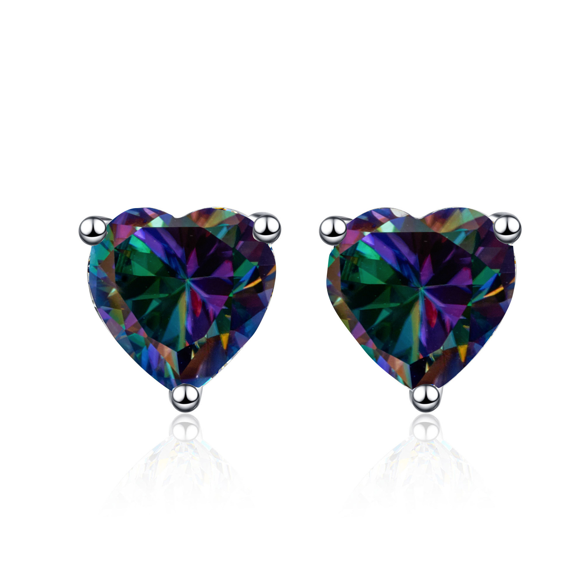 Multicolor de importación de moissanita en forma de corazón 1CT2CT plata esterlina simple moissanita en forma de corazón pendientes de diamante clásicos pendientes