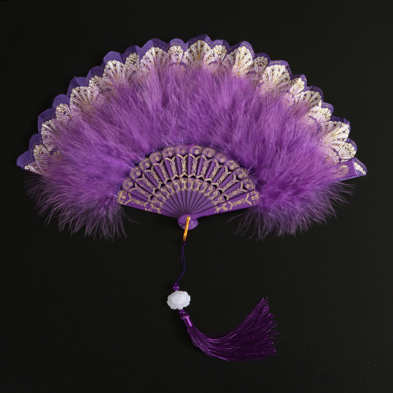 Lolita nuevo clásico ventilador plegable en línea popular estilo retro baile cheongsam pasarela Palacio fan Hada chica ventilador de plumas image 11
