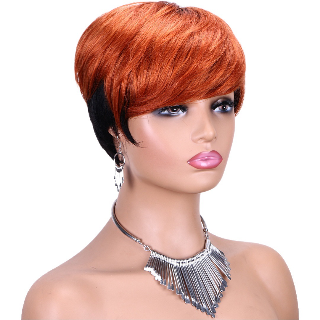 The show African foreign trade real-life wig short hair full-mechanism headgear humanhair Pixie cut wigs