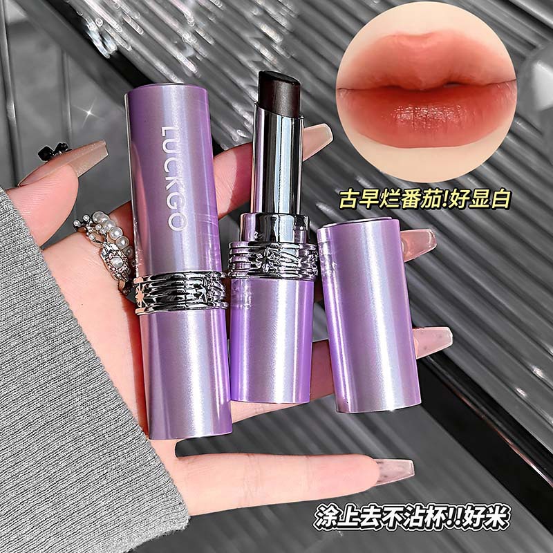 LUCKGO rosa negra magia no tachar taza de lápiz labial humectante vidrio transparente labios de color pseudo simple desarrollo de color barato maquillaje