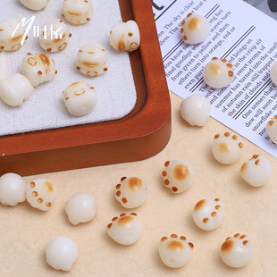 Charcoal-Grilled Cat Claw White Jade Bodhi Root Bracelet Loose Beads with Beads DIY Beaded Toy Accessories Cute Cat Claw Bodhi