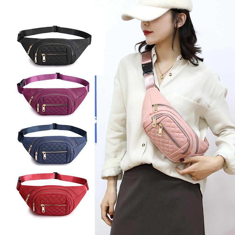 Bolso pequeño de la cintura del hilo del bordado del diamante bolso pequeño del ocio deportivo ligero de los hombres y de las mujeres 2021 nuevo bolso impermeable del pecho del paño de Oxford