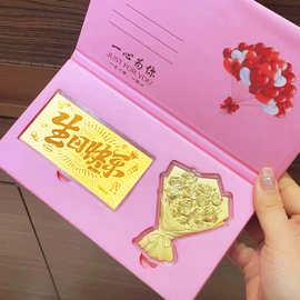 深圳水贝黄金金钞红包玫瑰花束黄金捧花摆件含金永生花母亲节礼物