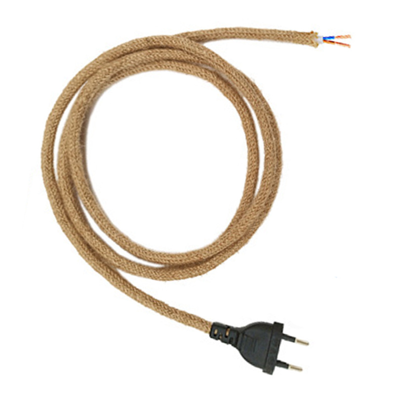 유럽 표준 2 라운드 플러그 대마 로프 와이어 테이블 램프 바닥 램프 벽 램프 소금 램프 복고풍 유럽과 미국 스타일의 목가적 인 스타일