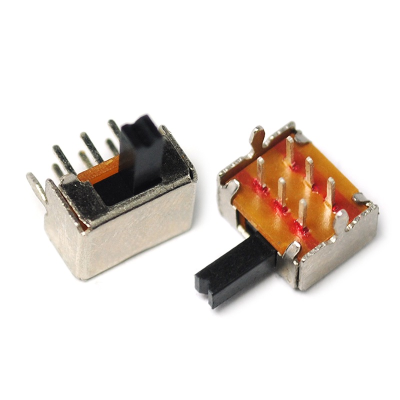 Risym拨动开关SK-22D07横柄/卧式2P2T双排二联2挡6脚 柄5MM 10个