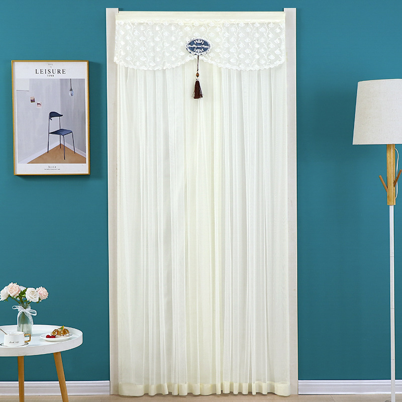 Lace Gauze Curtain for Summer Bedroom Kitchen Partition, Mosquito-Proof Door Curtain, Fabric Home Screen Door, No Drilling Required Lace Gauze Curtain for Summer Bedroom Kitchen Partition, Mosquito-Proof Door Curtain, Fabric Home Screen Door, No Drilling Required