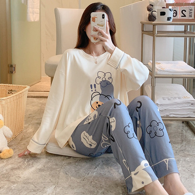 new pattern pajamas Autumn and winter Long sleeve trousers cotton material Two suit Thin section Simplicity Home Furnishings spring and autumn Exorcism