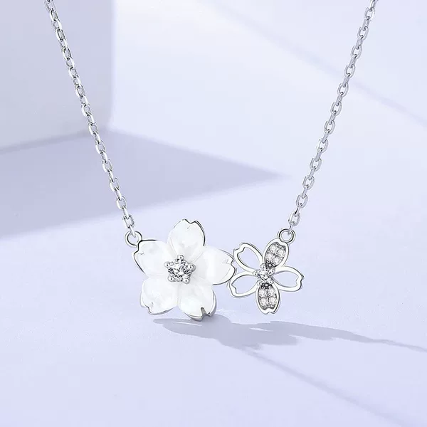 Silver Imitation Shell Cherry Blossom Necklace for Women S925 Sterling Silver New Hot Style Accessible Luxury Niche Exquisite High-End Clavicle Chain
