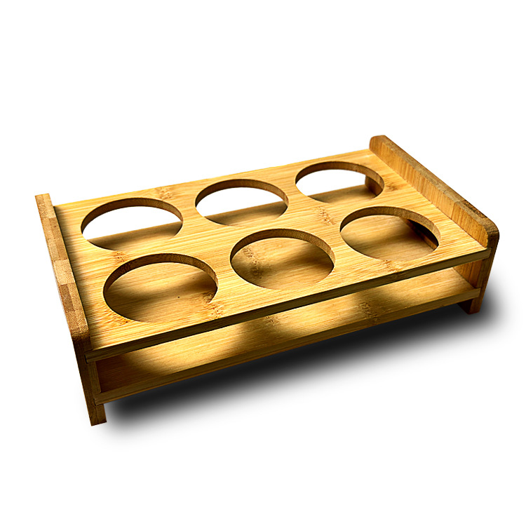 Portavasos de estante de vino creativo del hogar portavasos de madera de bambú copa de vino blanco pequeña taza de vino bandeja de almacenamiento estante de taza de espíritus