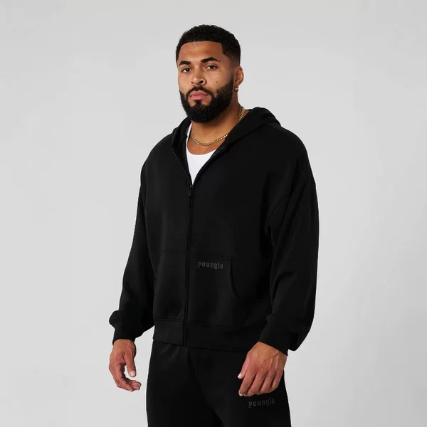 American Trendy Brand Youngla Muscle Fitness Sports Hooded Zipper Sweatshirt Running Basketball Casual Printed Jacket