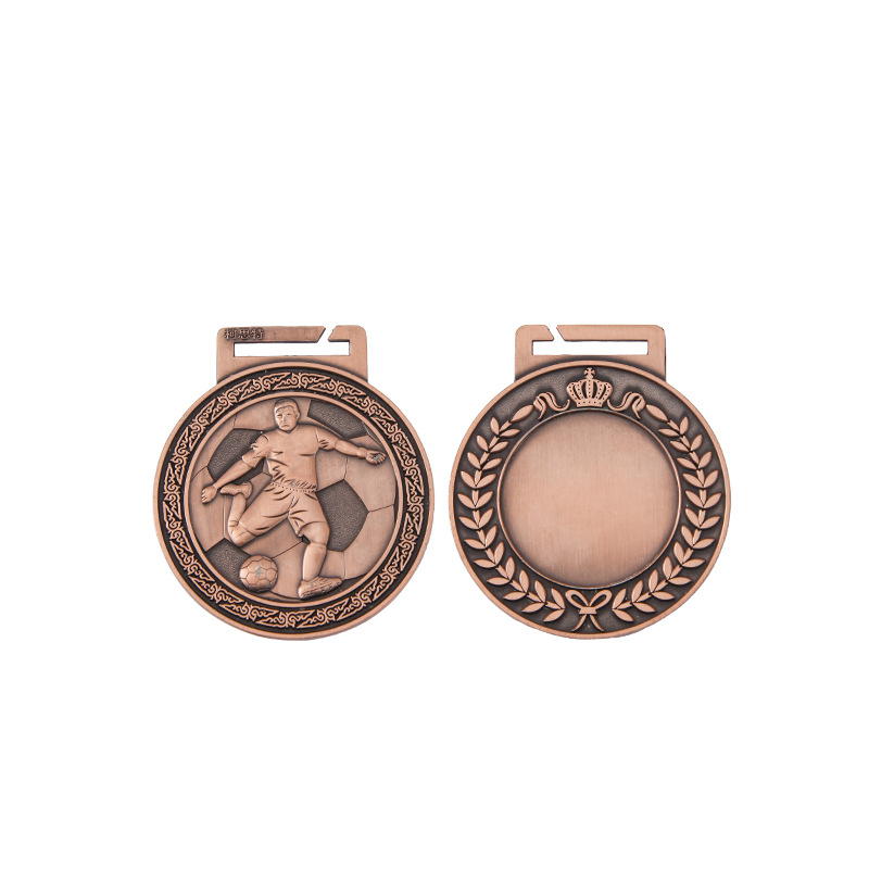 Fabricantes de metal cuello medalla de fútbol escuela medallas de premios al por mayor eventos deportivos medallas transfronterizas