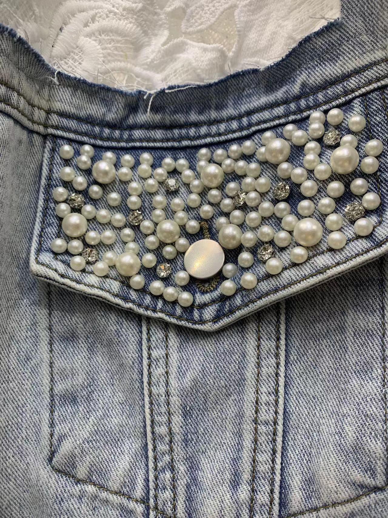 Sheer Embroidered Denim Jacket – Oversized Cropped Style With Lace Trim & UV Protection (S-XL, Light Wash, Casual-Chic Layering Essential)_mkmklike.com