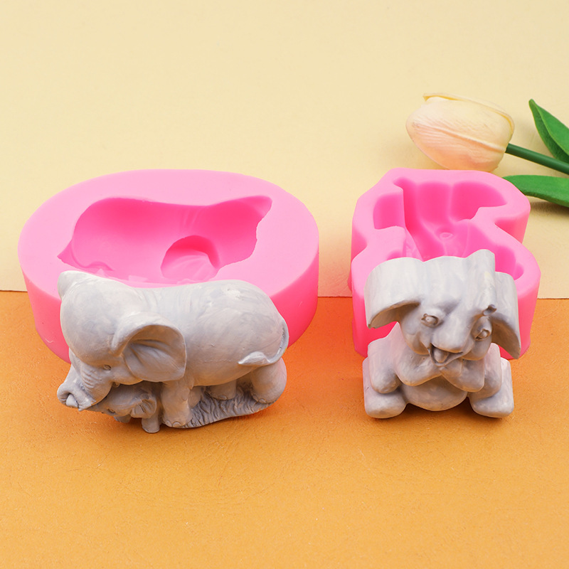 Elefante elefante, chocolate, fondant, decoración de pastel, molde de vela de yeso de aromaterapia de bricolaje, molde de silicona de goteo de jabón hecho a mano