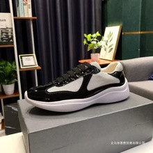 P家夏季现货蓝色真皮平跟休闲天然皮革低帮潮流鞋圆头百搭男鞋