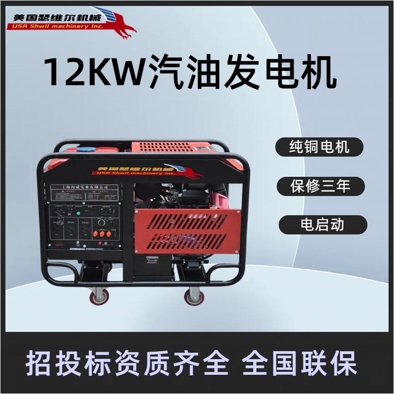 美国瑟维尔12KW汽油发电机SW12KWQY 小型 单三相质保三年防雨