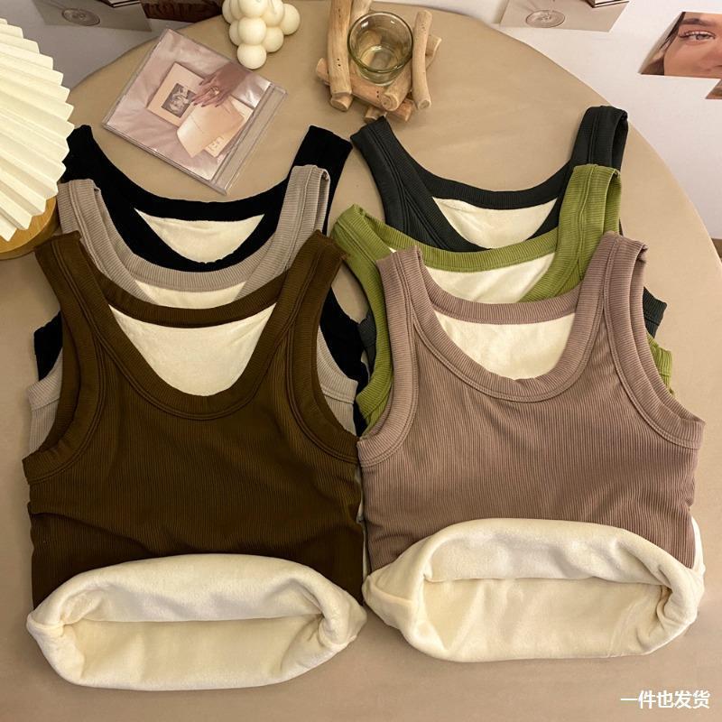 Otoño e Invierno forrado de lana térmica camisola ropa interior Slim bottoming cómodo chaleco sin mangas bottoming camisa interior superior