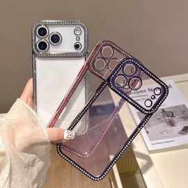 电镀镶钻透明适用ip16手机壳ip17promax手机壳ip17电镀钻石高级感