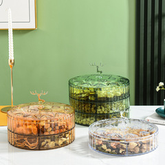 Multi-layer compartmentalized elk fruit plate home living room coffee table candy box with lid dustproof dry fruit plate living room snack box
