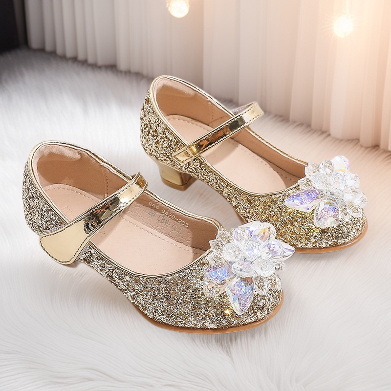 Girls High Heels Girls Baby Princess Shoes Children's Shoes Aisha Crystal Shoes for Performance Girls Latin Dance Shoes
