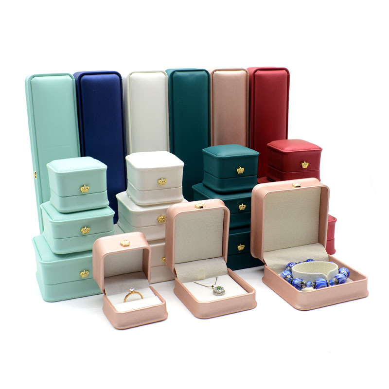 Cepillado pu cuero redondeado cintura joyería caja de joyería caja anillo caja pulsera collar caja de regalo