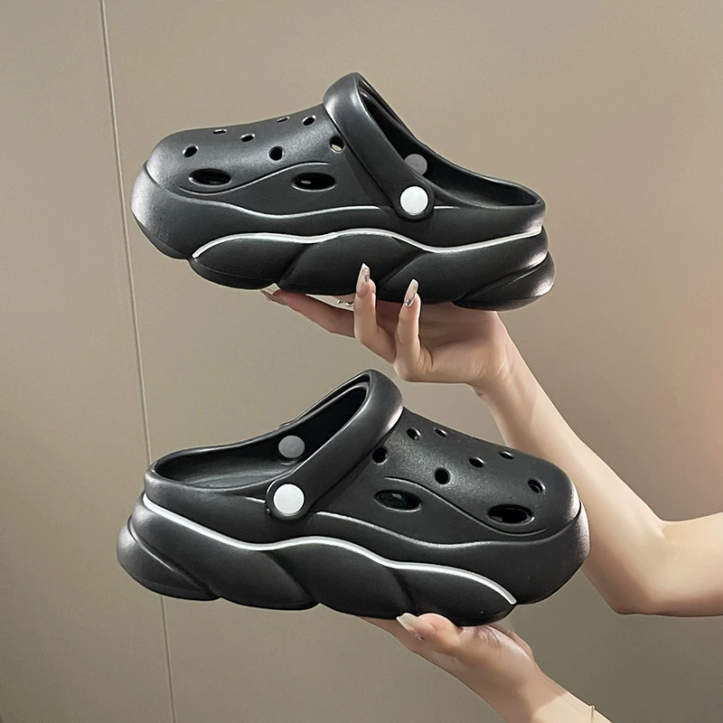 Платформенные сабо в стиле Crocs, съёмные мультяшные украшения, ультра‑мягкие, противоскользящие, с подъёмом (жен.)