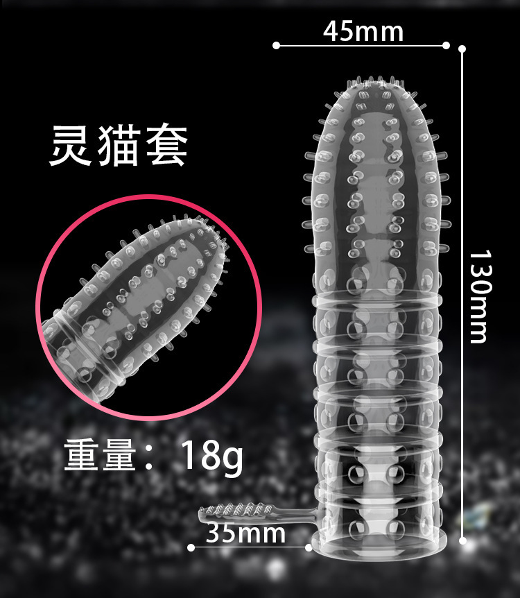 Wolf Tooth Textured Penis Headgear in Clear TPE for Couples — detail image 33