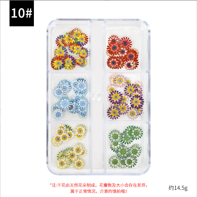 Clavo japonés flor seca traje tridimensional flor estrellada pétalos DIY uñas flor seca pulpa de madera pieza de joyería al por mayor