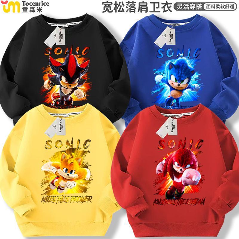 Sonic the Hedgehog Children's Sweatshirt Children's Clothing Spring and Autumn New Casual Boys and Girls Fleece Round Neck Clothing Trendy Sonic the Hedgehog Children's Sweatshirt Children's Clothing Spring and Autumn New Casual Boys and Girls Fleece Round Neck Clothing Trendy