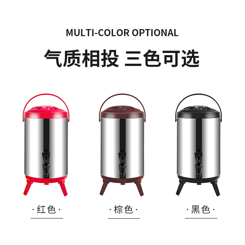 Cubo de té de leche comercial espesado cubo de aislamiento de espuma de doble capa de acero inoxidable cubo de té de leche cubo de aislamiento frío cubo de café cubo de leche de soja