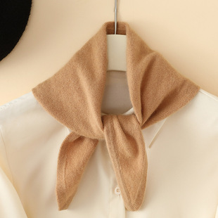 New Knitted Triangle Scarf Women's Korean-style All-match Warm Neck Wipe Office Knot Small Triangle Scarf