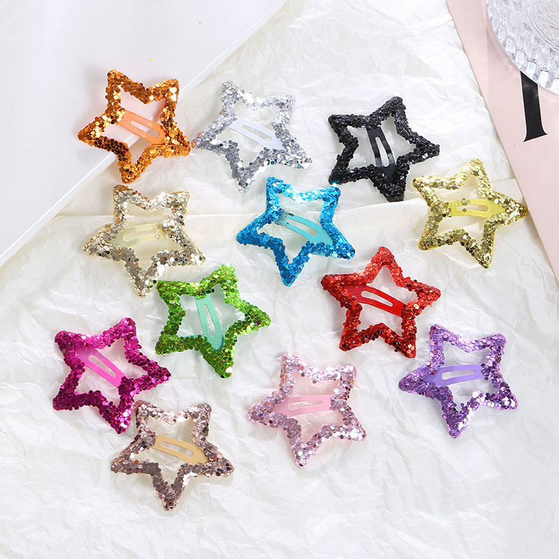 3 センチメートルかわいい y2k 五芒星オイルドリップ子供用サイドクリップクロスボーダーヘアピンアクセサリー甘い女の子前髪サイドヘアピン|undefined