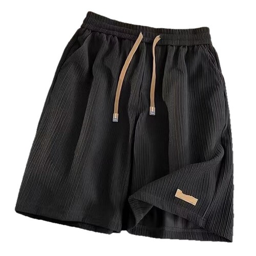 Summer new style fashion brand trend loose sports loose ice silk casual shorts, male middle school students, large size split pants, men