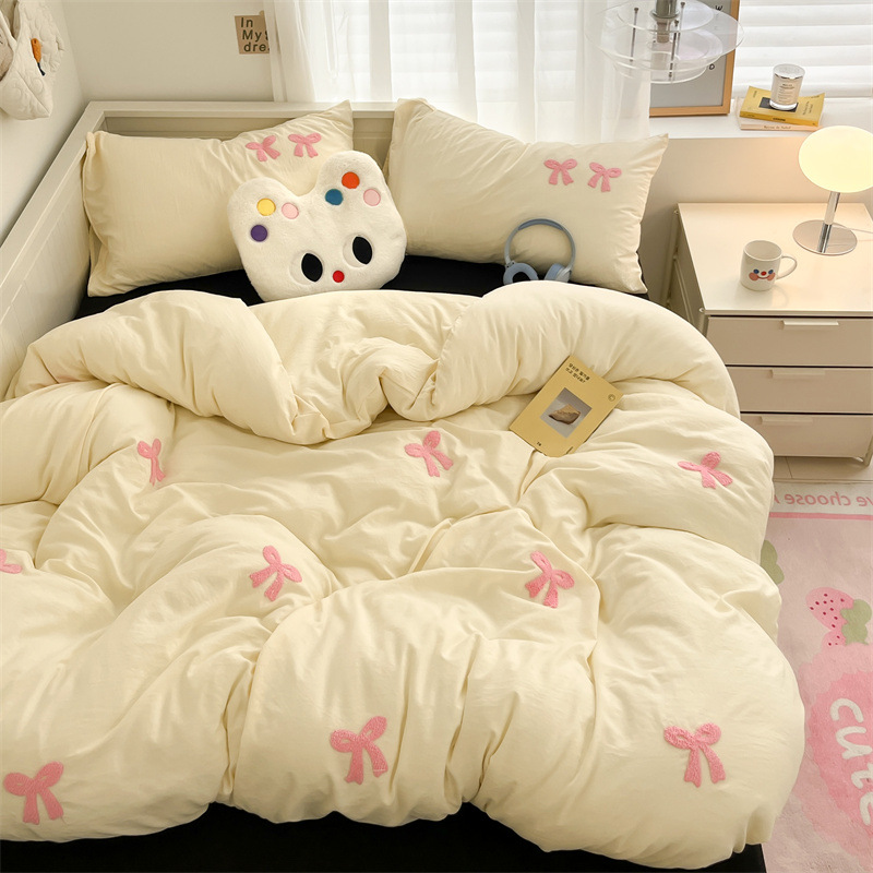 보우치즈 블랙 워싱 코튼