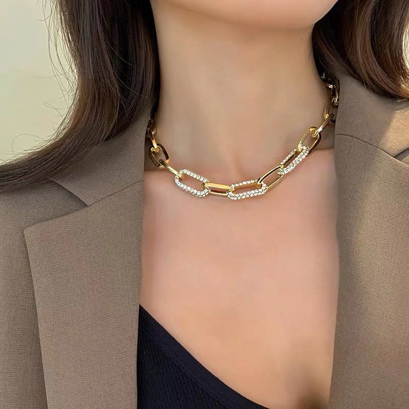 Exaggerated Geometric Splicing Alloy Metal Choker Wholesale