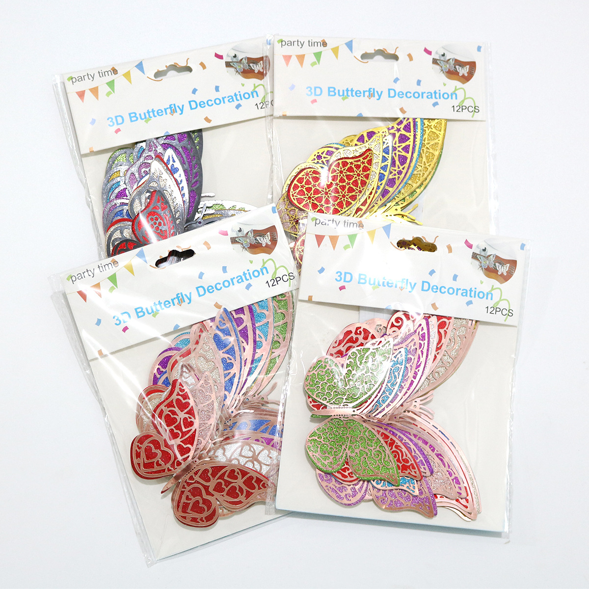 Fronteriza primavera mariposa fiesta decoración 3D pegatinas de mariposa cumpleaños de niños boda diseño pegatinas de pared al por mayor