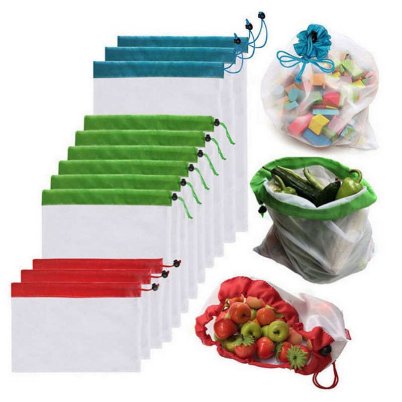 Patchwork Polyester Mesh Vegetable And Fruit Repeatable Drawstring Mesh Bag display picture 1