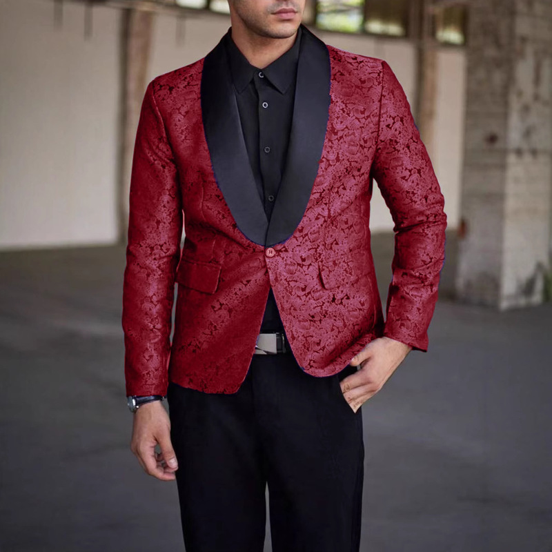 Cross-Border Green Fruit Collar Fancy Suit Nightclub Singer Groom Wedding Host Dress Business Suit