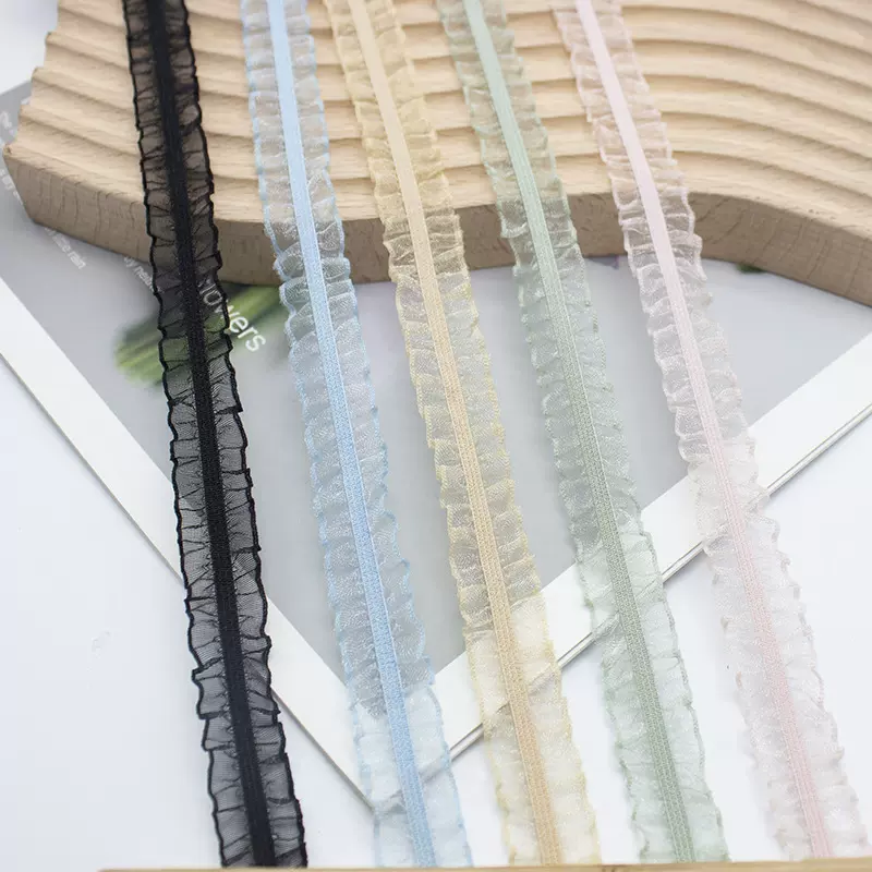 1.5CM双边雪纱木耳弹力花边荷叶边裙摆边头饰DIY娃衣饰品服装辅料