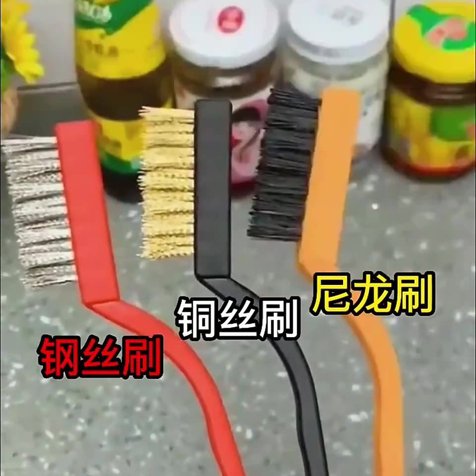 Estufa de gas mango largo cepillo de limpieza cocina herramienta de limpieza multifunción estufa de alambre de cobre ventilador de cocina cepillo de limpieza de manchas de aceite