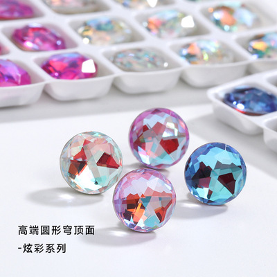 high-grade K9 circular Dome Nail Drill Colorful bulb Glass Drill Special-shaped crystal Piles wholesale