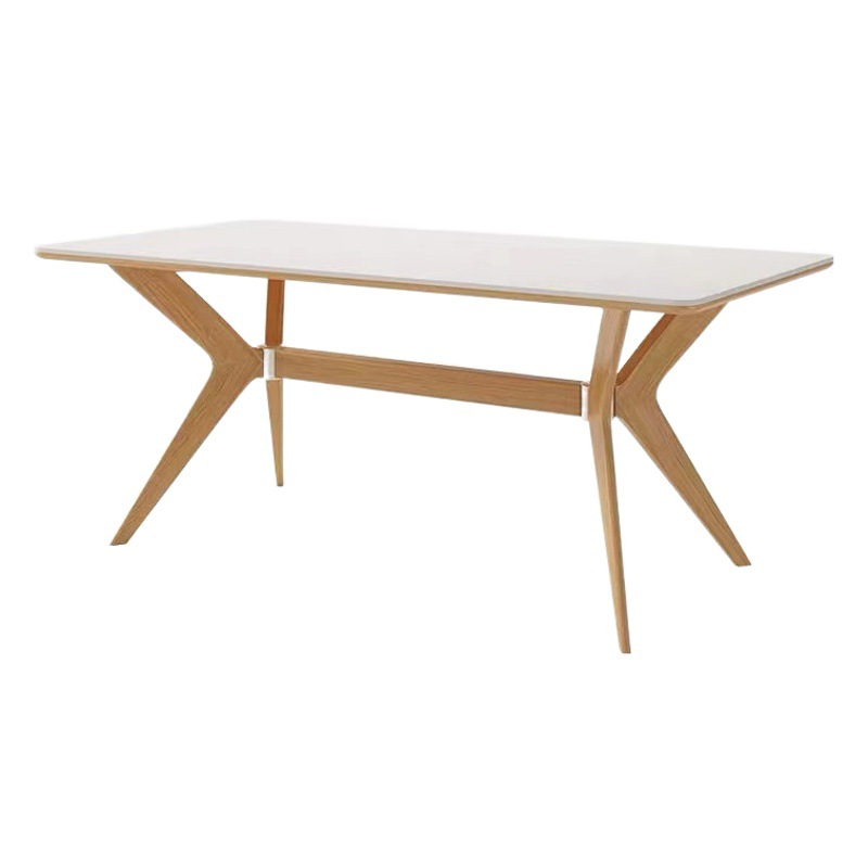 Estilo crema Placa de roca de madera maciza mesa de comedor rectangular hogar pequeño apartamento moderno minimalista nórdico brillante mesa de comedor y silla combinación